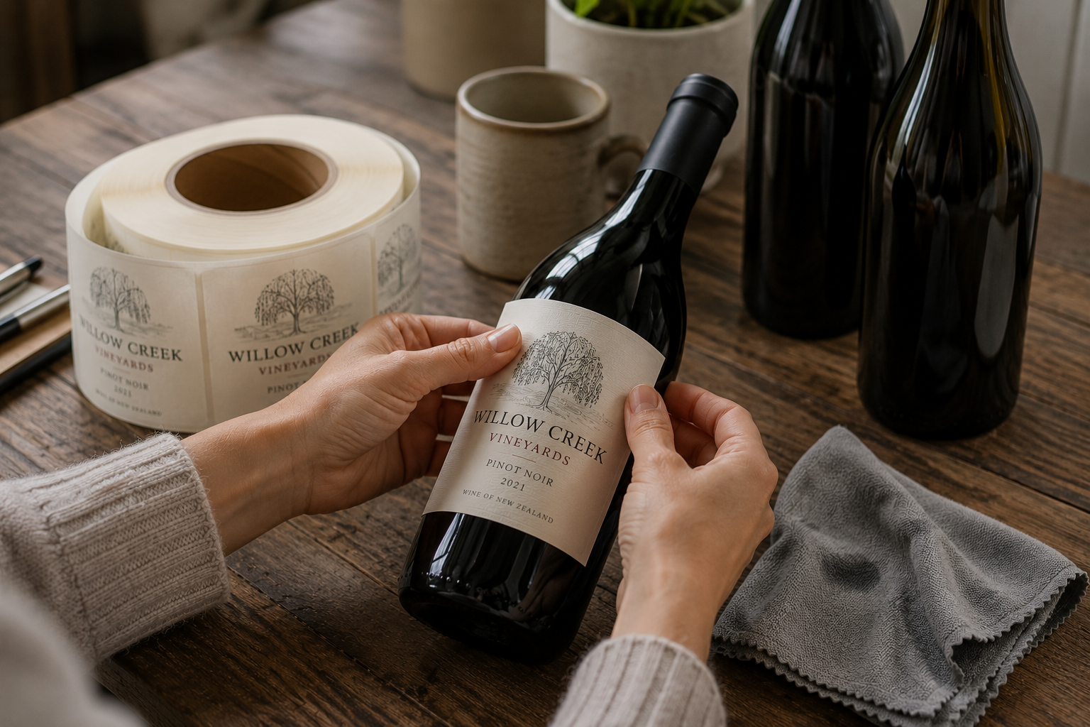 How to apply a bottle label by hand