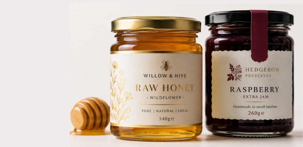 Honey and jam jar labels